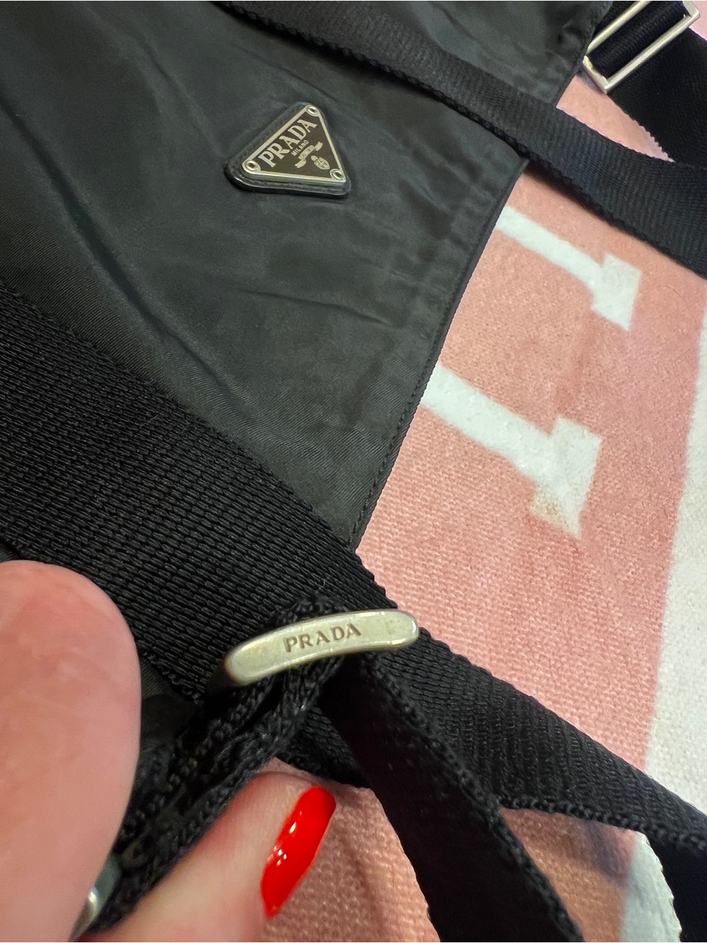 Prada⭐️✌🏻 Black Nylon Duffel perfect for traveling/towels/yoga mat!! - Picture 7 of 11